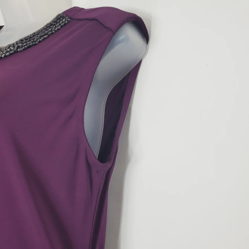 Tory Burch Eva Jewel Neck Plum Dress
